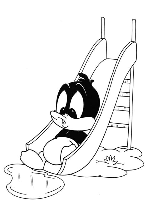 Baby Daffy Duck Play Slide Coloring Pages Netart Bunny Coloring