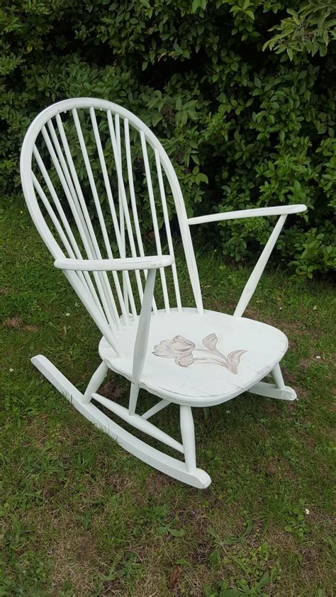 Hand Finished Rocking Chair With Embroidered Flower Motif