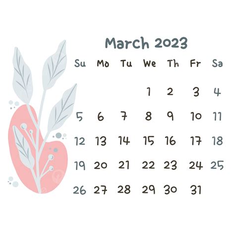 March 2023 Calendar Png Transparent Download 2023 Aesthetic Calendar