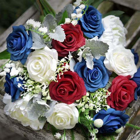 Real Touch 10 Stems Royal Blue Silk Artificial Roses Flowers ‘petals F