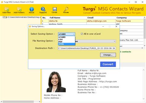 Msg To Vcard Convert Contacts From Msg To Csv Vcf Pdf Turgs