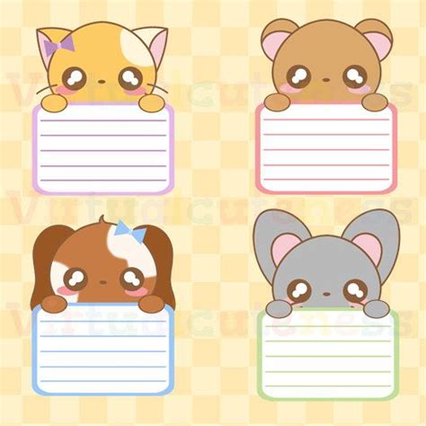 Kawaii Animal Lists Clipart Chibi Kawaii Animal Labels Peek A Boo