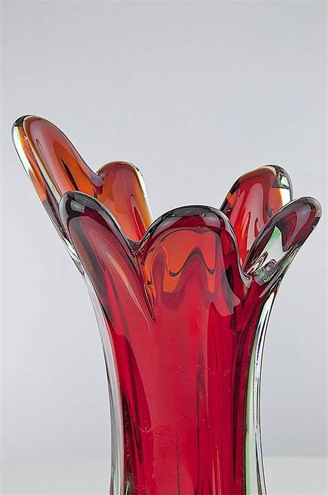 Italian Vintage Green Murano Glass Vase By Flavio Poli 1980s Design