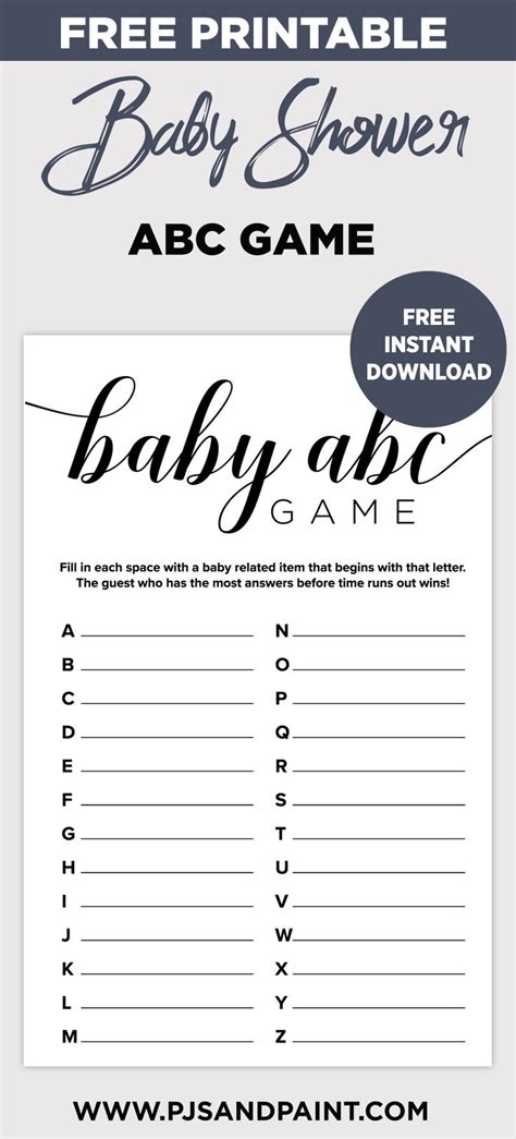 Free Printable Baby Shower Abc Game Free Printable Baby Shower Games