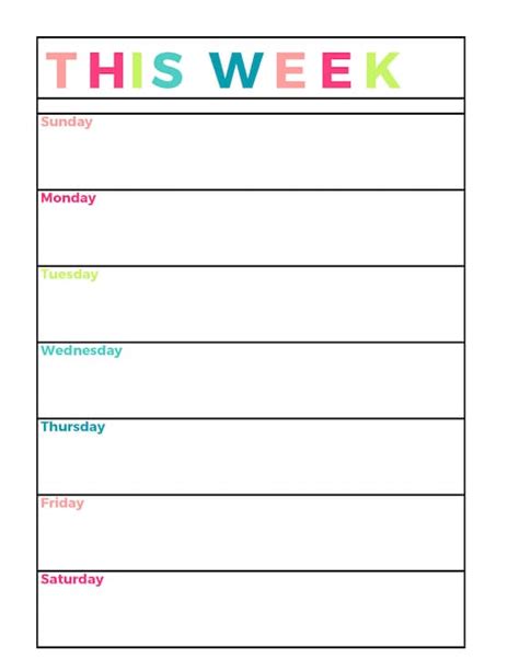One Week Printable Calnedar Free Calendar Template 10 One Week