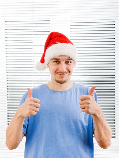 Young Man In Santa Hat Stock Image Image Of Attractive 161071837