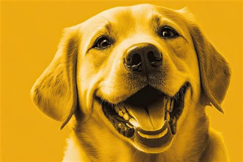 Premium Ai Image A Yellow Background With A Happy Puppy Dog Smiling On It