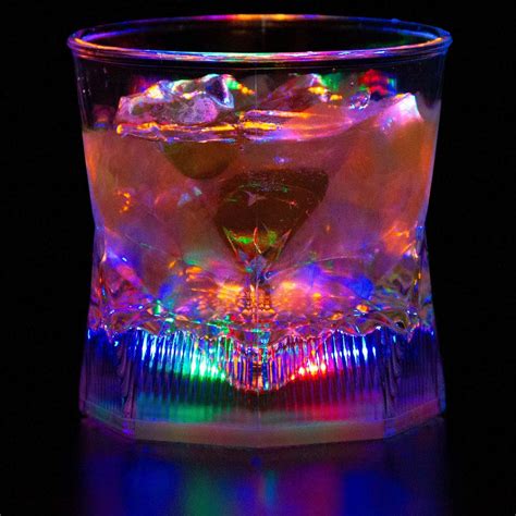Liquid Activated Multicolor Led Old Fashioned Glasses Fun Light Up Drinking Tumblers 10 Oz