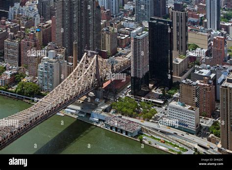 Aerial Photograph Queensborough Bridge Fdr Drive Manhattan New Stock