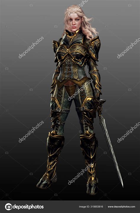 Female Warrior Knight Fantasy Medieval Armor Stock Photo By ©ravven