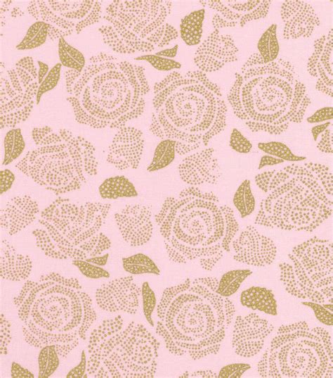 Sewing baskets & pin cushions. Keepsake Calico Cotton Fabric - Metallic Rose Pink Gold ...