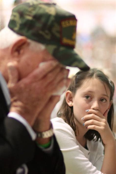 Granddaughter Watching Her Grandfather Break Into Tears At Her Schools Veterans Day Assembly