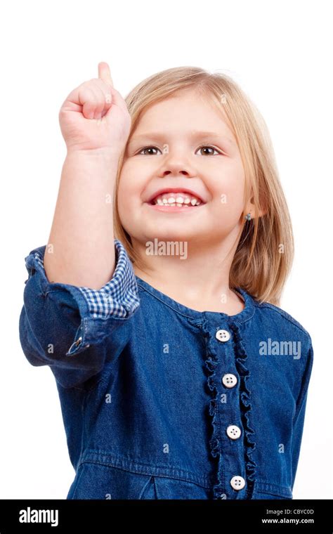 Portrait Of A Happy Little Girl With Blond Hair Smiling Isolated On