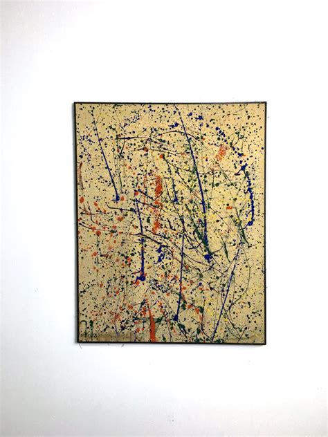 38x27 Vintage 1963 Jackson Pollock Style Abstract Painting Signed