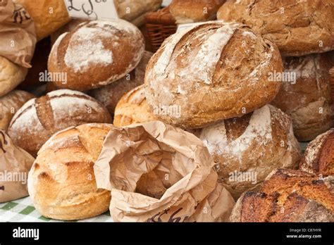 Fresh Loaves Of Bread At A Market Stall Stock Photo Alamy