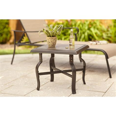 Outdoor Patio Side Table Ceramic Tile Top Steel Frames Square Antique