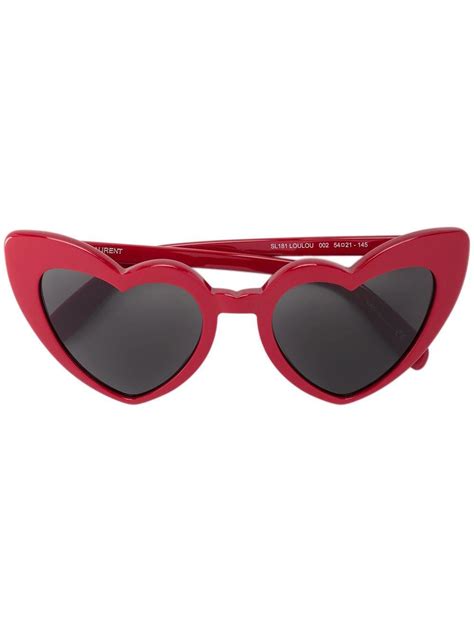 Saint Laurent Heart Shaped Sunglasses In Red Lyst