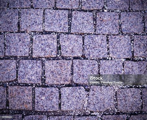 Cobblestone Tiled Sidewalk Pavement With Vignette Background Texture