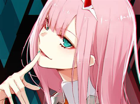 Download Desktop Wallpaper Green Eyes Long Pink Hair Anime Girl By Arthurm Zero Two