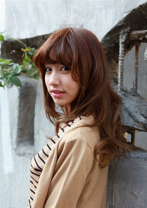 Maybe you would like to learn more about one of these? Asian Girls Shoulder Length Wavy Hairstyle with Full Bangs ...