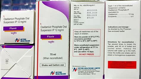 Fluvir Oral Suspension Oseltamivir Phosphate 12mg Ml Hetero 75 Mg At