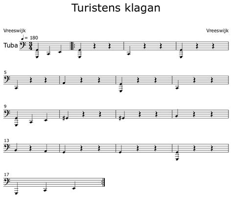 Turistens Klagan Sheet Music For Tuba