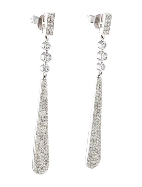18k Pavé Diamond Dangle Earrings Earrings Earri28899 The Realreal
