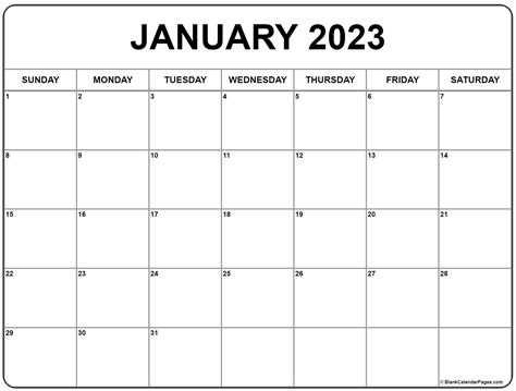 January 2023 Calendar Template 2023 Calendar