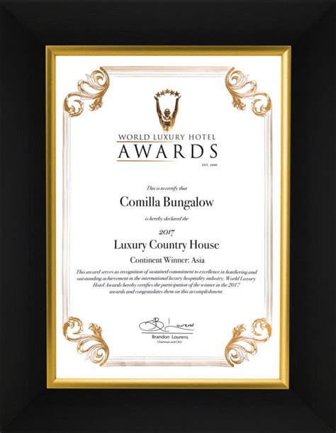 Comilla Bungalow Wins World Luxury Hotel Award