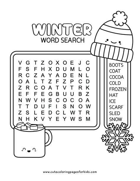 Free Printable Winter Word Search For Kids Easy Winter Words
