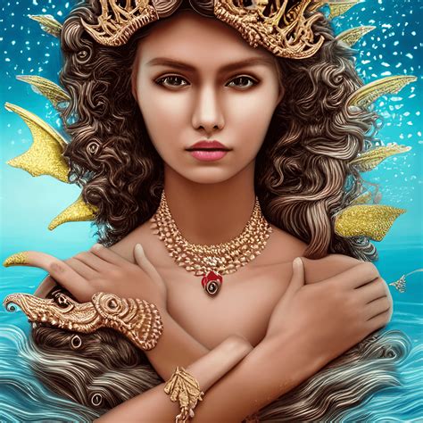 Tanned Skin Hand Drawn Shipwreck Lost Gold Pearls 3d Intricate No Signature Beautiful Queen
