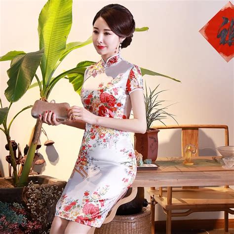 Ethnic Clothing White Classic Women Cheongsam Traditional Chinese Style