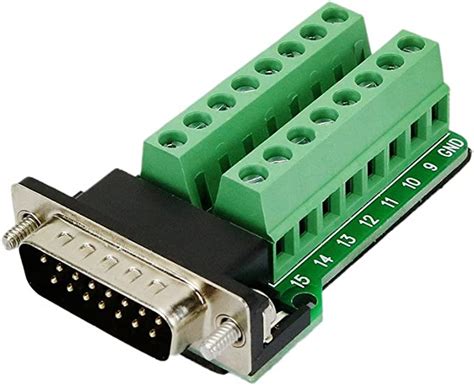 D Sub Db15 Vga Male 3 Rows 15 Pin Plug Breakout Terminals Connectorji