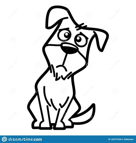 Dog Cartoon Character Coloring Page Black And White Stock Illustration