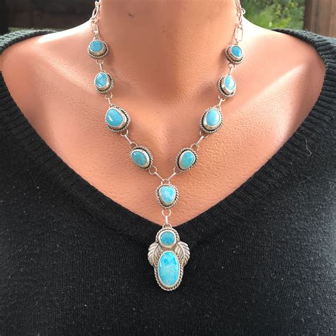 Turquoise Lariat Necklace Southwestern Indian Jewelry Native Etsy