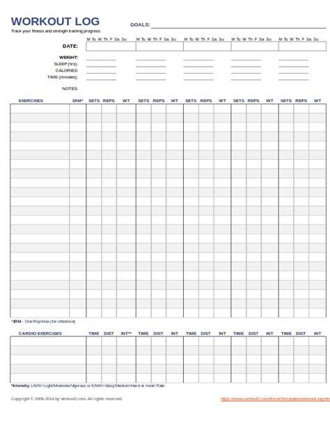Workout Log Template Excel