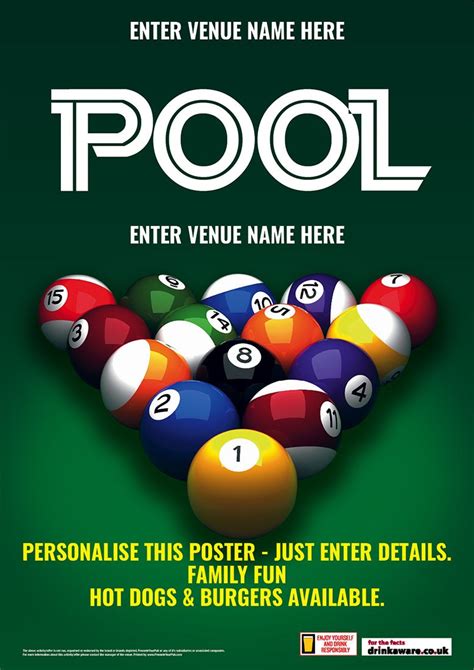 Pool Available Here Poster Promote Your Pub