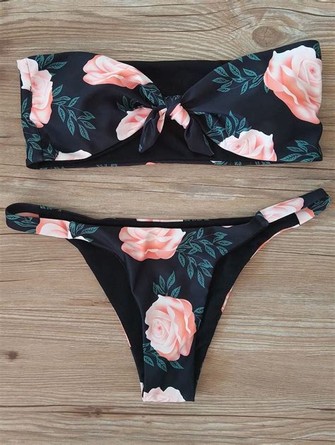 Clothes Verano Bathing Suits Padded Rose Bandeau Strapless Bathing