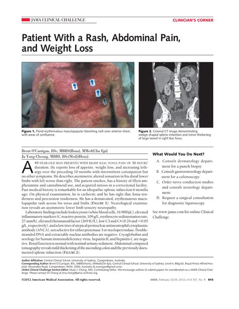 Patient With A Rash Abdominal Pain And Weight Loss Dermatology