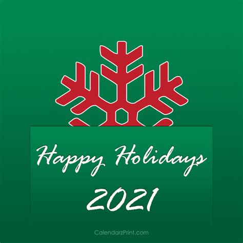 Happy Holidays Cards 2021 Printable Free Red Snowflake