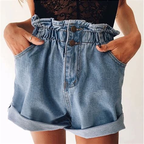 Buy Liva Girl Feminino Casual Hemming Denim Shorts For