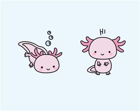 Premium Vector Clipart Kawaii Axolotls Cute Axolotl Etsy Cute