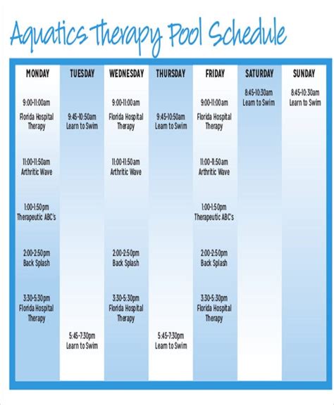 therapy schedule template