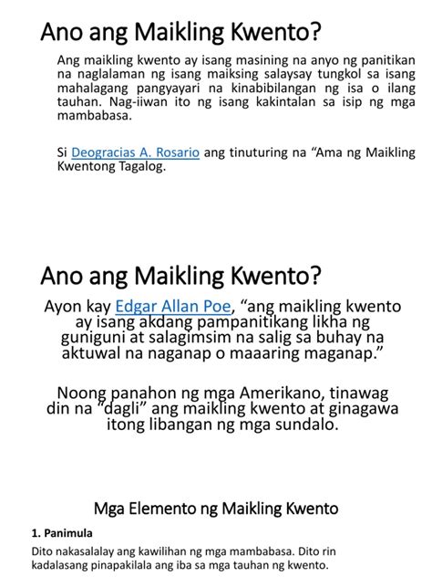 Ano Ang Maikling Kwento Filipino