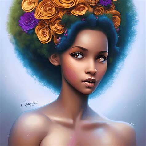 Beautiful Brown Skinned Queen With Vibrant Colors Flowers · Creative Fabrica