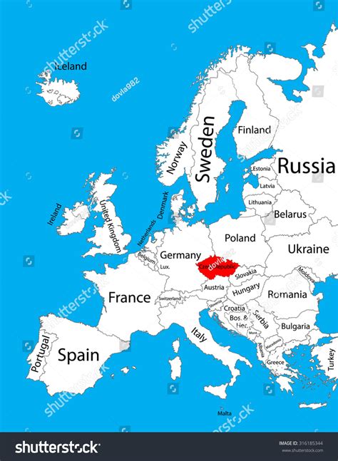 Czech Republic Vector Map Europe Vector เวกเตอรสตอก ปลอดคา