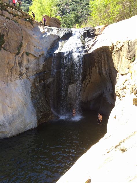 There are three main falls, making up the three sisters, cascading over the rocks. 3 Sisters Waterfalls - I Hike San Diego