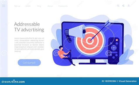 Addressable Tv Advertising Concept Landing Page Stock Vector