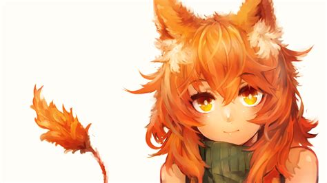 Red Haired Cat Girl Anime Kemonomimi Anime Girl Orange Hair