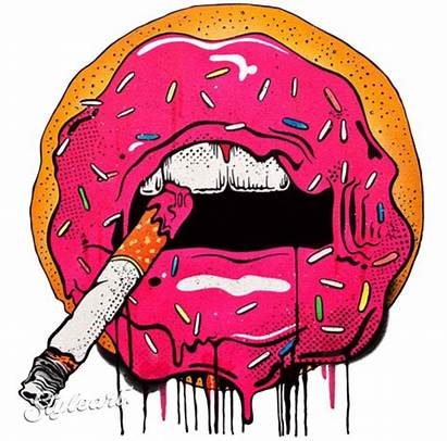 Lips Drawing Clipart Cigarette Trippy Donut Graffiti